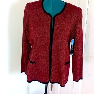Misook Sparkle Stripe Knit Jacket 1X